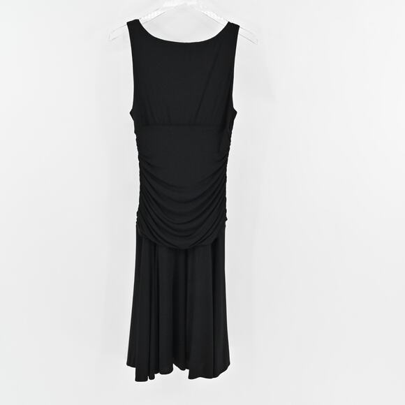 BCBGMAXAZRIA Dress Size M Black Sleeveless VNeck Ruched Drape Stretch Drop Waist - Picture 5 of 12
